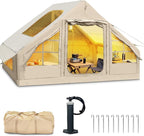 WARONE Inflatable Camping Tent with Skylight, Three Minutes Setup,6 Person Capacity, Waterproof Canopy with Mesh Curtains, Stove Window,Mosquito Screen, Air Column Frame, Includes Pump and Stakes