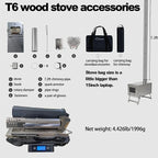 DANCHEL OUTDOOR Backpacking Hot Tent w/Stove Jack, Portable Tipi Tent with T6 Titanium Folding Wood Stove for 1-4 Person Winter Camping Hunting,3m/4m