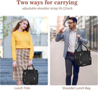 LOKASS Lunch Bag& Lunch Box for Men Women Double Deck,Large Insulated Adult Lunch Box Leakproof Lunchbox Cooler Bag for Work Picnic Beach,（Black,16L）