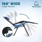 MFSTUDIO Zero Gravity Chairs Set of 2, XL Oversized Outdoor Anti Gravity Chair, Patio Lounge Folding Adjustable Chair with Cup Holder & Padded Headrest, Support 400lbs,Cyan