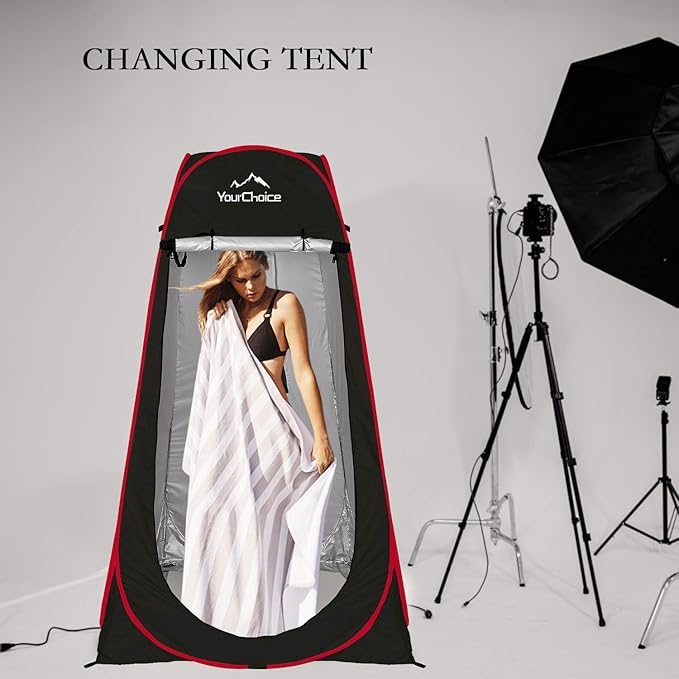 Your Choice Pop Up Privacy Shower Tent, 3.9 x 3.9 x 6.2FT Portable Camping Changing Room, Instant Setup Outdoor Shelter with Silver Coating, Vent Window & Carry Bag for Beach, Hiking & RV | Portable, for Camping, Beach, Hiking, with Carry Bag, Quick Setup