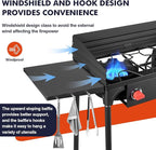 Llamaviva 2 Burner Propane Stove with Windpanel, Camping Stove with Side Shelves, 150000 BTU Propane Burners Removable Legs & Regulator Hose & Carrying Bag