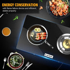 Outdoor & Indoor Portable Propane Stove, Single & Double Burners with Gas Premium Hose for Backyard Kitchen, Camping Grill, Hiking Cooking, Outdoor Recreation (RQ62-LARGE,2Burners)