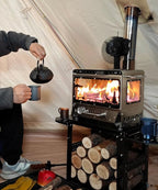 TOMOUNT Hot Tent Stove,Wood Stove with Frame Base,with 7 Chimney Pipes,304 Stainless Steel with heat-resistant Glass Window