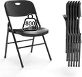 6 Pack Folding Chair, 800 Weight Limit Heavy Duty Plastic Folding Chair Portable Seating for Indoor Outdoor Events, Wedding, Party, Restaurant, Meeting Room Black