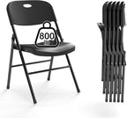 6 Pack Folding Chair, 800 Weight Limit Heavy Duty Plastic Folding Chair Portable Seating for Indoor Outdoor Events, Wedding, Party, Restaurant, Meeting Room Black
