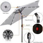 Blissun 7.5 ft Solar Umbrella, 18 LED Lighted Patio Umbrella, Table Market Umbrella