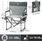 TIMBER RIDGE 2 Pack Aluminum Camping Directors Chair with Side Table Pocket, Portable Folding Heavy Duty Lawn Chair for Fishing Trip Picnic Concert Outdoor 400lbs, Grey
