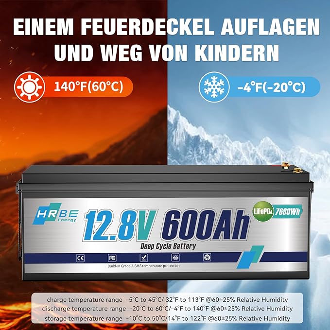 12V 600Ah LiFepo4 Battery Rechargeable Lithium Batteries with 200A BMS, UP to 5000+ Deep Cycles, Perfect for Boat, Marine, RV, Solar, Trolling Motor