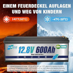 12V 600Ah LiFepo4 Battery Rechargeable Lithium Batteries with 200A BMS, UP to 5000+ Deep Cycles, Perfect for Boat, Marine, RV, Solar, Trolling Motor