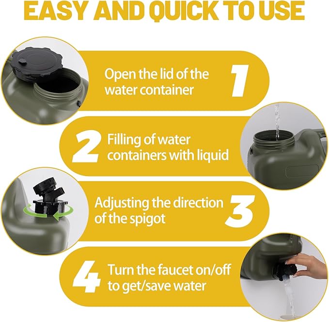 Camping Water Container, 5 Gallon (18.5L) Camping Water Jug With Spigot, Portable Emergency Water Tank For Camp-ing, Outdoor Hiking, BBQ, Picnic, Emergency Stroage, BPA Free
