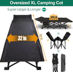 LILYPELLE Folding Camping Cot, Extra Wide Heavy Duty Sleeping Cots with Carry Bag, Double Layer Oxford Portable Travel Camp Cots for Home, Office Nap and Outdoor Beach