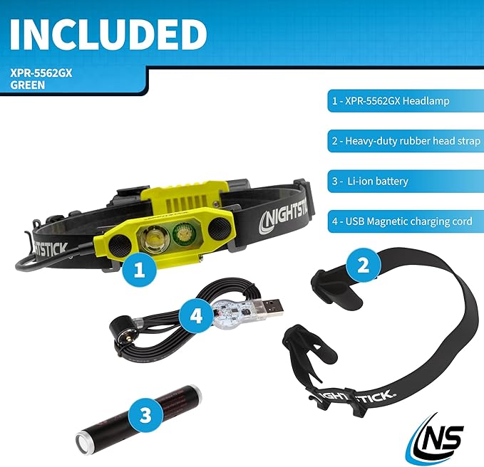 Nightstick XPR-5562GX DICATA Intrinsically Safe USB Low-Profile Dual-Light Headlamp