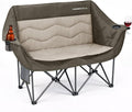 Double Camping Chair for Adults - Heavy Duty Folding Loveseat Support 700 lbs, 2 Person Padded Camping Couch Portable with Cup Holders & Storage Bag for Camping, Lawn, Sports, Green
