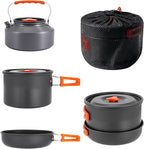 aiGear Camping Cooking Set Cookware Mess Kit with Storage Bag Pot Pan and Teapot Set Camping Accessories for Outdoor Camping Hiking Picnic Portable and Lightweight Aluminum Color Green,Black,Orange