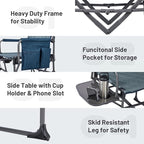 TIMBER RIDGE 2 Pack Camping Directors Chairs with Side Table Pockets, Portable Folding Heavy Duty Lawn Chair for Outdoor Fishing Trip Picnic Concert 400lbs, Blue