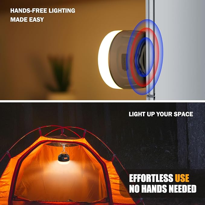 Rechargeable LED Camping Lantern, 300H Runtime, 6400mAh, IPX5 Waterproof Tent Light for Camping, Hiking, Power Outages, Home, Emergency - Standard Edition,Orange