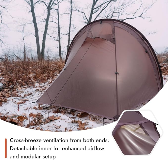 Gale Lite 2 Ultralight 2-Person Tunnel Tent – 2.89 lb, Double Silicone-Coated Fabric, Compact 3-Season Backpacking Shelter – Wine Brown