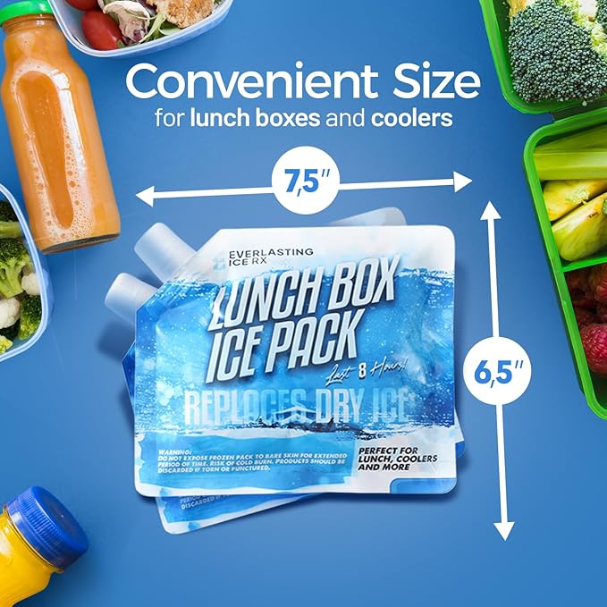 Everlasting Ice RX Reusable Ice Packs for Cooler (4 Pack) Up to 48 Hours Freezer Packs for Coolers and Lunch Boxes | 10 x 10 in | Cooler Ice Packs for Camping, Fishing, Beach, Road Trips