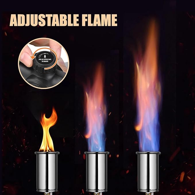 Powerful Propane Torch, Blow Torch with Adjustable Flame, Flamethrower Kitchen Torch Burner Gas Welding Kits for Grill, BBQ, Searing Steak, Camping & Charcoal Torch Lighter(Tank Not Included)