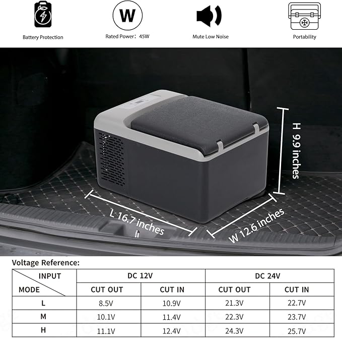 Alpicool C9PT Portable Car Freezer Cooler, 12 Volt Car Refrigerator, 10 Quart Fast Cooling, with 12/24V DC and 100-240V AC for Outdoor, Camping, RV, Truck (Black&Grey)