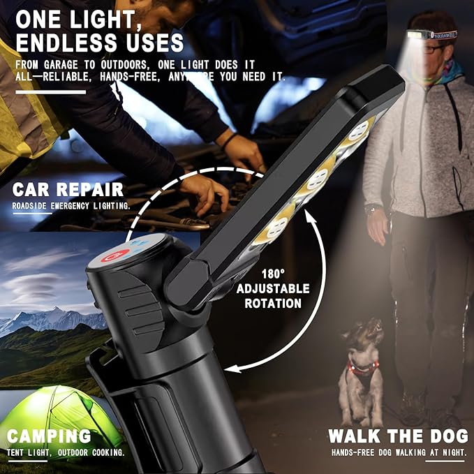 Grill Lights Men Gift Ideas - Magnetic Flashlight BBQ & Smoker Outdoor Kitchen Accessories, Birthday Valentine Fathers Day Stocking Stuffer, Portable Work Headlamp for Camping Repair Barbecue (1-Pack)