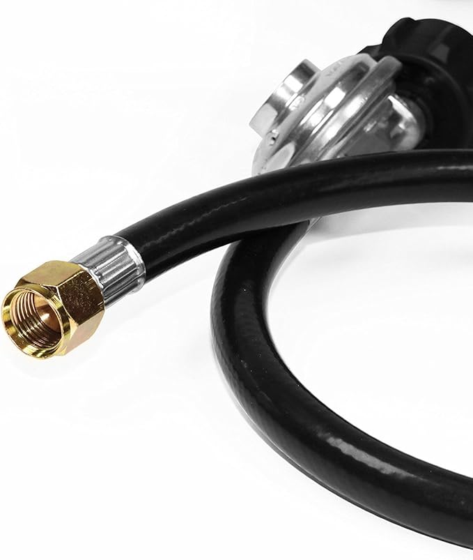 DOZYANT 12 Feet Universal QCC1 Low Pressure Propane Regulator Grill Replacement with 12 FT Hose for Most LP Gas Grill, Heater and Fire Pit Table, 3/8" Female Flare Nut