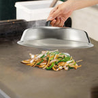 BBQ Accessories 12 Inch Round Stainless Steel Basting Cover - Cheese Melting Dome Rectangle Cast Iron Grill Press Kit for Hamburger Bacon Steak, Best for Blackstone Camp Chef Flat Top Griddle Grill