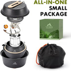 17pcs Camping Cookware Kit, 0.45Gal Pot, 7inches Pan,0.30Gal Kettle Set with 2 Set Stainless Steel Cups Plates Forks Knives Spoons for Hiking