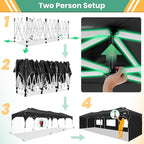 COBIZI 10x30 Pop Up Canopy Tent, Outdoor Party Tent with 5 Sidewalls, 1 Person Easy Set up, Tents for Parties with Fluorescent Strip & 4 Sandbags, Waterproof UPF50+, 3 Adjustable Height, Black