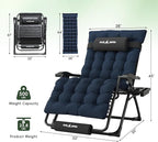 Amopatio Oversized Zero Gravity Chair, 33''W Reclining Camping Lounge Chair Upgraded Lock and Footrest, Folding Patio Recliner with Cup Holder, Removable Cushion & Headrest