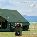 Inflatable Camping Tent with Hand Pump Waterproof Outdoor Blow up Tent 2-8 Person Oxford 4 Season Glamping Air Tent Cabin House with Mesh Windows & Door