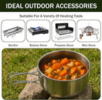 14Pcs Stainless Steel Camping Cookware Set, Lightweight Compact Camping Pots Pans Set with Cups Plates Forks Knives Spoons for Backpacking Camping-Cooking Hiking and Picnic