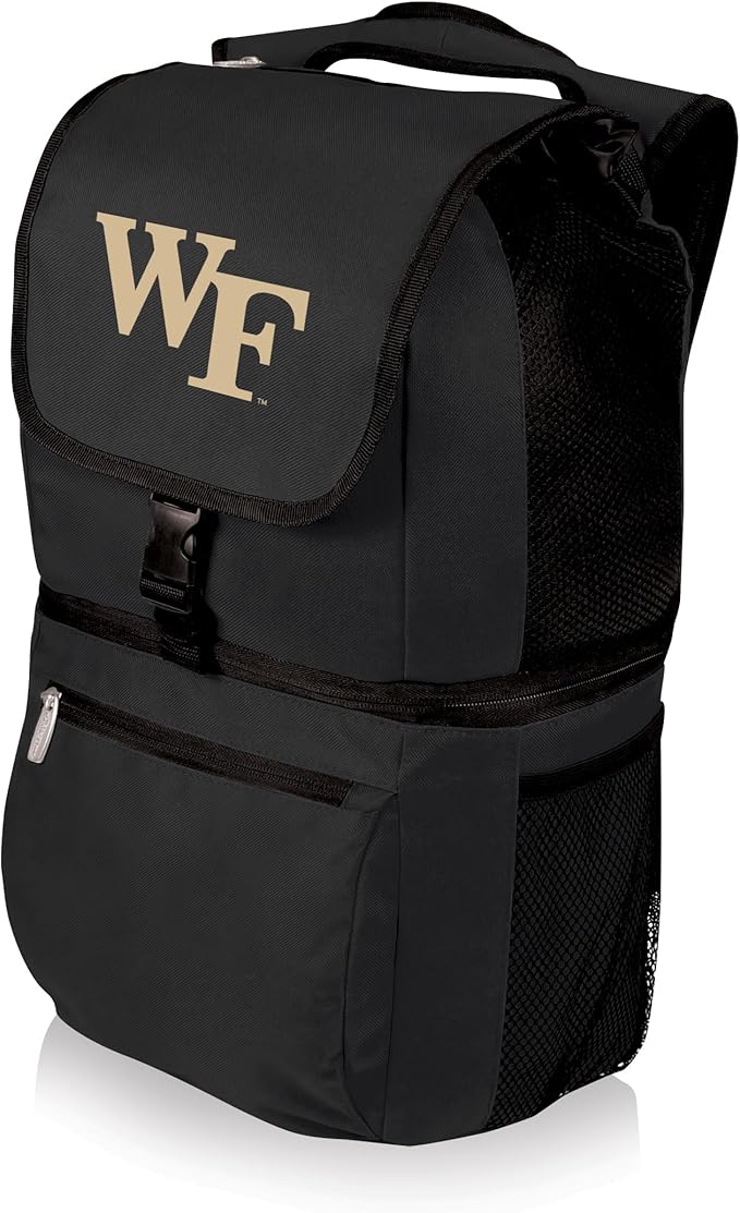 Picnic Time NCAA Wake Forest Demon Deacons Zuma Backpack Cooler, Black, 22 Liters