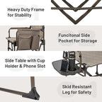 Timber Ridge Aluminum Camping Directors Chair with Side Table Pocket, Portable Folding Heavy Duty Lawn Chair for Fishing Trip Picnic Concert Outdoor 400lbs, Tan