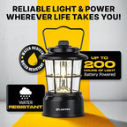 LUXPRO Retro LED Lantern - Battery-Powered Emergency Lantern - Water Resistant - Bright LED Lamp for Indoor & Outdoor Use - Use for Tents, Hiking or Hurricane Prep (Black, Pack of 2)