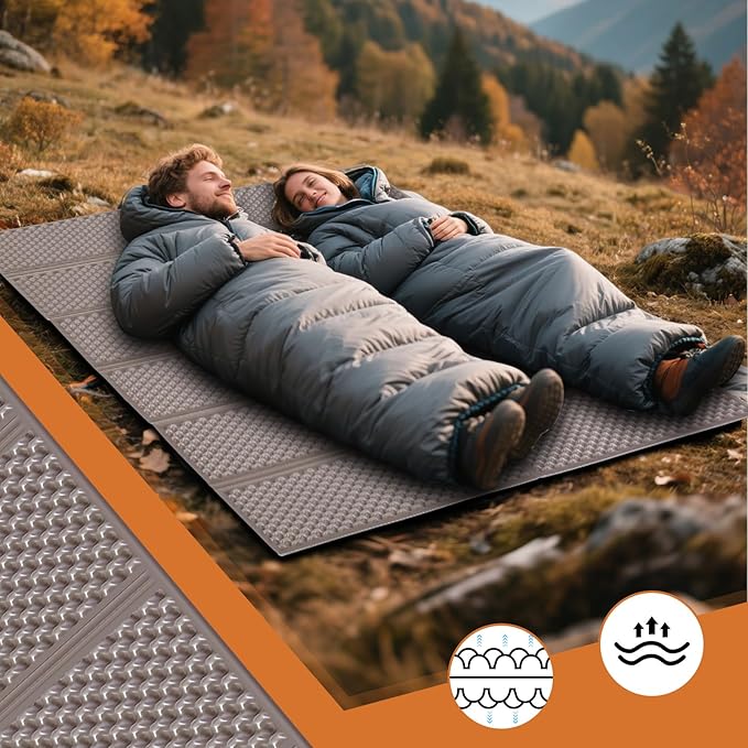 Double Sleeping Pad Closed Cell Foam Pad with Bag for Camping Backpacking Lightweight Mat, 72 x 45.67 in Moisture-Proof Mattress Portable for Outdoor Hiking Mountaineering