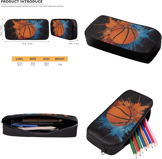 Rnyleeg Basketball Backpack for Kids Age 6-8 Novelty Boys Backpack Set with Lunchbox Lightweight Bookbag Set 3 Piece for Elementary School Casual Packsack