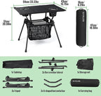 GARLLEN Folding Camping Table, Ultralight Compact Beach Table with Fabric Tabletop, Portable Folding Picnic Table with Cup Holder & Storage Net for Sand, Camping, Outdoor, 23.2“L x 15.7”W