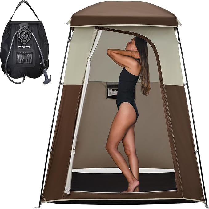 KingCamp Shower Tent, Portable Privacy Tent Outdoor Camping 1/2 Room Toilet Tents with Shower Bag & Dressing Room for Beach, Camping & Hiking