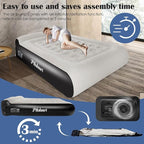 Queen Air Mattress Full with Built-in Pump,16'' Blow up Mattress with Soft Flocked Top Luxury Inflatable Mattress 3 Minute Fast Inflation/Automatic deflation for Camping＆Home and Guest