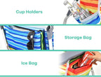 Goplus Beach Chair, Folding Backpack Beach Chairs for Adults with 5 Positions, Head Pillow, Cooler Bag, Towel Bar, Cup Holders, Sunbath Sling Tanning Lounge, Foldable Layout Camping Chairs
