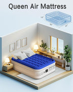 Queen Air Mattress with Built in Pump 18"Raised Inflatable Mattress Queen Airbed Blow Up Mattress Luxurious Comfort for Home and Guests 80"*60"*18"Air Bed 3 Mins Fast Inflate/Deflate 660lbs Max