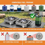 2 Burner Camping Stove with Windshield, 24000 BTU Propane Gas Stove,Portable Folding Camp Stove with Carry Bag, Piezo Ignition Adjustable Burners, Camping Essentials for Outdoor Tailgating Grilling