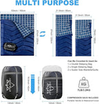 XL Queen Size 2 Person Double Sleeping Bag for Adults, Lightweight Compact with Flannel Liner & Thermolock Draft Tube, Machine Washable All Season Camping Travel
