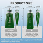 Collapsible Squeeze Water Filter Bottle - 1000ml with Filter with NSF/FDA Certification Befree or Peak Series replacement for Hiking,Running,Camping,Travel,Cycling,Fishing,BPA-Free(Green)