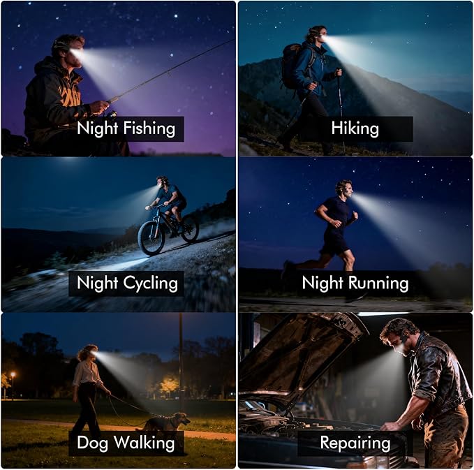 KunHe 4 Pack Ear-Mounted Headlamps with Motion Sensor Lightweight Design and 5 Lighting Modes Suitable for Mechanics Car Repair Camping Male Mechanics Gifts