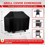 iCOVER Grill Cover, 55 inch BBQ Grill Cover for Outdoor Grill, Anti-UV & Fade Resistant Gas Grill Cover, Waterproof Barbecue Grill Covers for Weber, Char-Broil, Nexgrill and More, Black