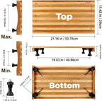 Bamboo Stovetop Cover&Countertop Cutting Board with Adjustable Legs, 21.14 x 11.42 inches Dual-purpose Chopping Board for Electric Stove Burner, Workspace Block Cover for RV Camping Camper Gas