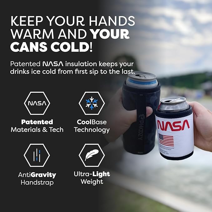 PHOOZY Insulated Can Cooler for 12oz Cans with NASA-Inspired Technology - Patented Koozie That Keeps Drinks Cold 10x Longer - Lightweight Beer Koozie for Outdoor Adventures - Space White